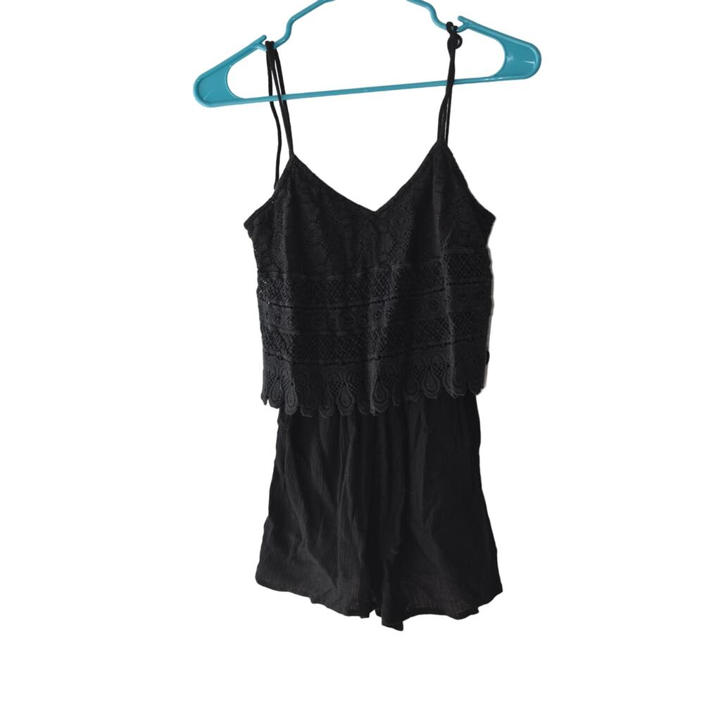 Topshop Black Lace Ruffle Top Romper Size 4
